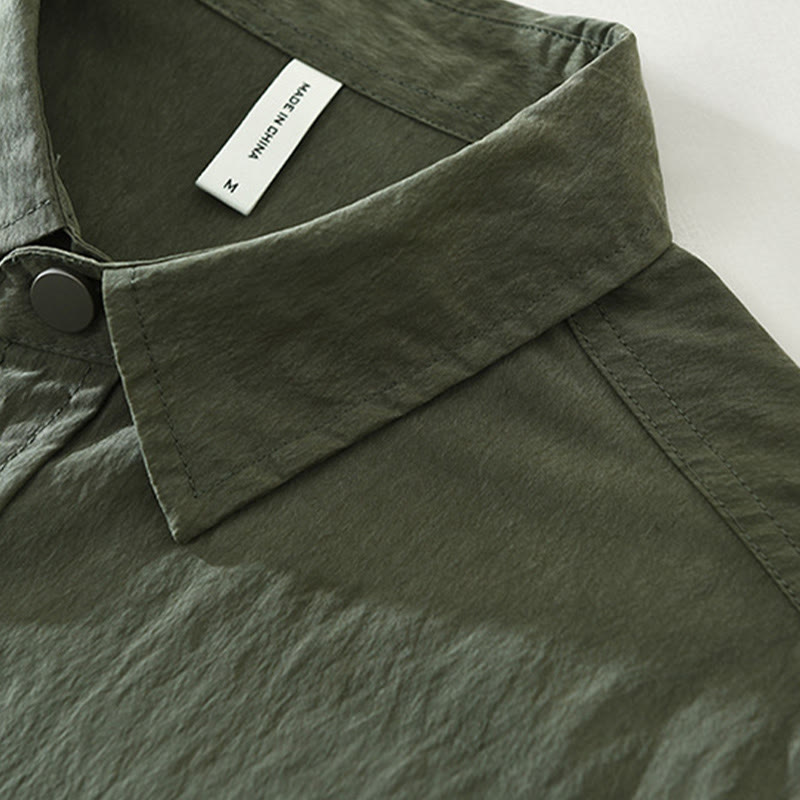 Buddha Stones Daily Long Sleeve Buttons Simple Design Men's Shirt With Pockets