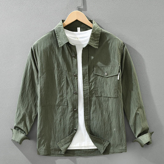 Buddha Stones Daily Long Sleeve Buttons Simple Design Men's Shirt With Pockets