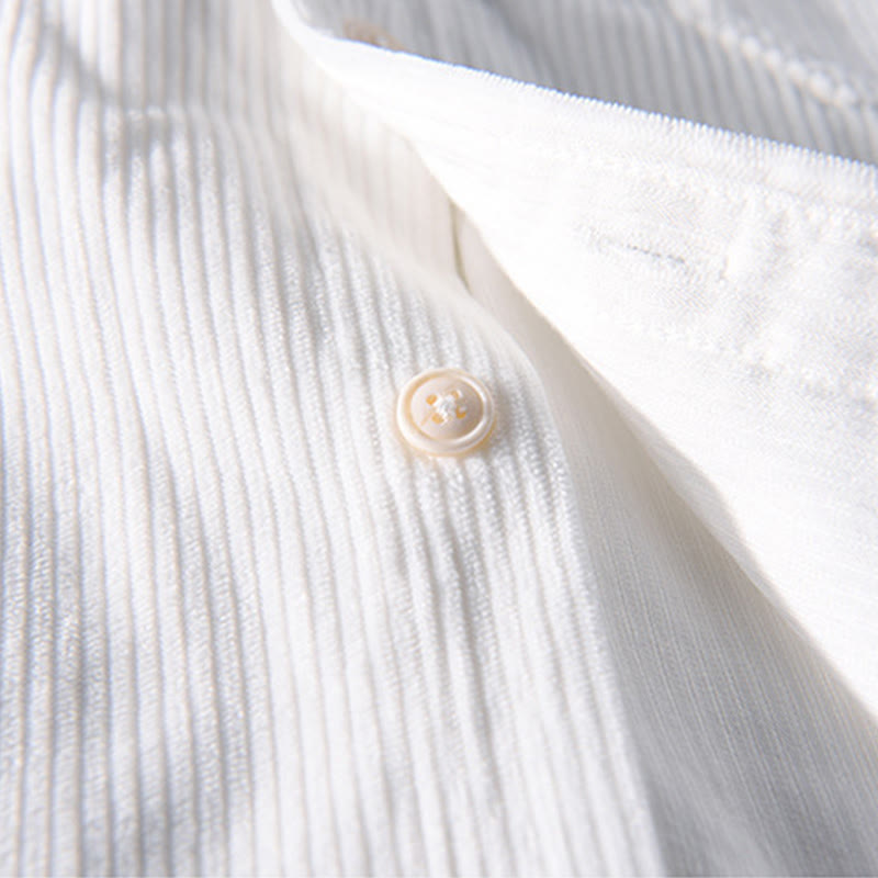 Buddha Stones Spring Plain Simple Buttons Design Corduroy Men's Long Sleeve Jacket With Pockets