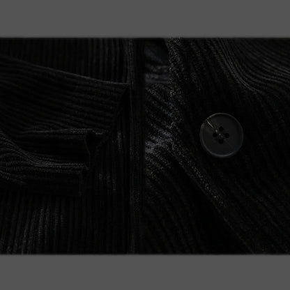 Buddha Stones Commute V-neck Simple Ribbed Texture Design Long Sleeve Men's Jacket