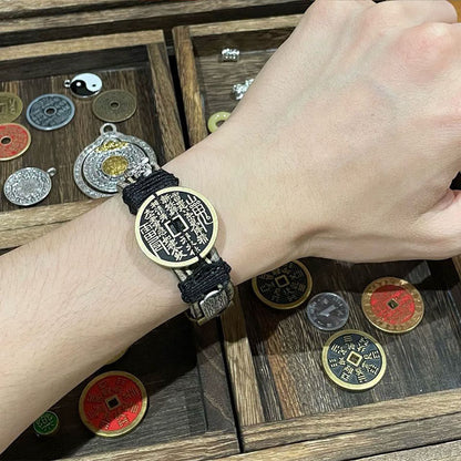 Buddha Stones Pixiu Mountain Ghosts Spend Money Luck Leather Watch Band Bracelet