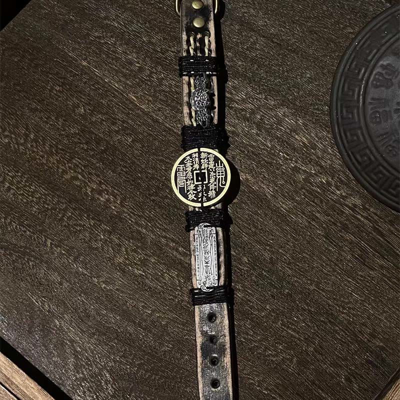 Buddha Stones Pixiu Mountain Ghosts Spend Money Luck Leather Watch Band Bracelet