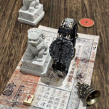 Buddha Stones Dragon Pixiu Mountain Ghosts Spend Money Luck Leather Watch Band Bracelet