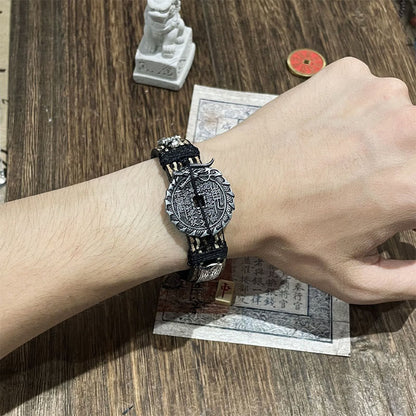 Buddha Stones Dragon Pixiu Mountain Ghosts Spend Money Luck Leather Watch Band Bracelet