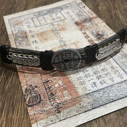 Buddha Stones Five-emperor Coins Mountain Ghosts Spend Money Luck Leather Watch Band Bracelet
