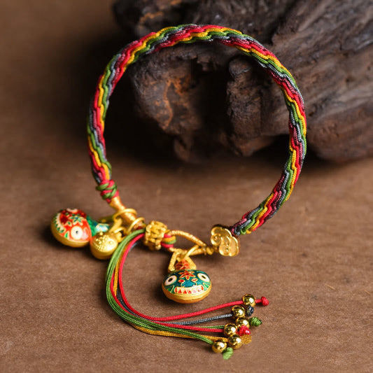 FREE Today: Luck Faith Tibet Gold Swallowing Beast Family Luck Knot Braid Colorful String Bracelet
