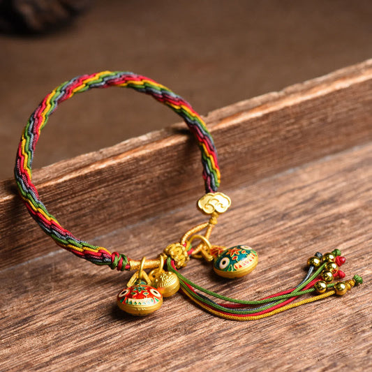 FREE Today: Luck Faith Tibet Gold Swallowing Beast Family Luck Knot Braid Colorful String Bracelet