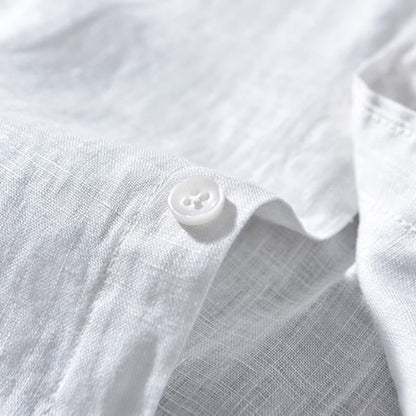 Buddha Stones Simple Fall Long Sleeve Buttons Design Linen Men's Shirts
