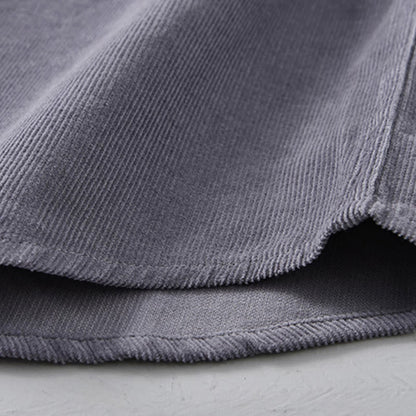 Buddha Stones Plain Button Down Cotton Corduroy Men's Long Sleeve Jacket