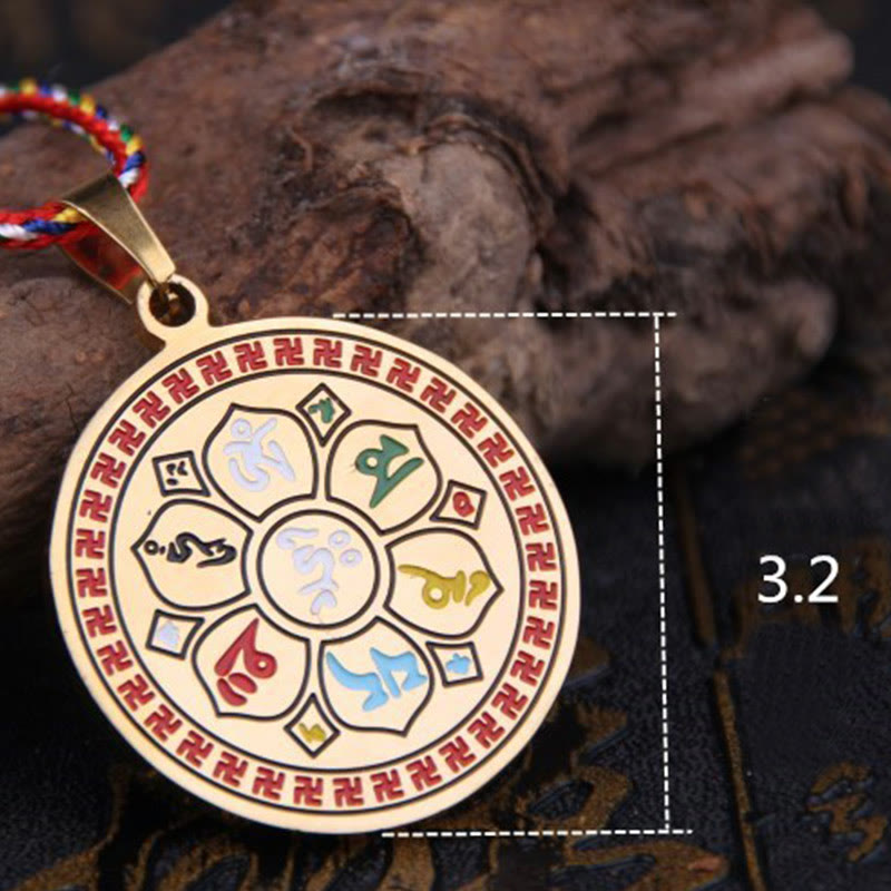 FREE Today: Peace Protection Colorful Om Mani Padme Hum Titanium Steel Rope Necklace Pendant