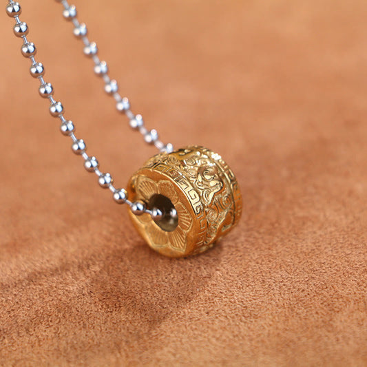 FREE Today: Creativity and Purity Om Mani Padme Hum Titanium Steel Rotatable Necklace Pendant