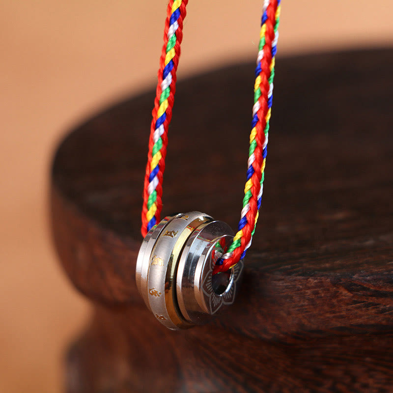 FREE Today: Creativity and Purity Om Mani Padme Hum Titanium Steel Rotatable Necklace Pendant