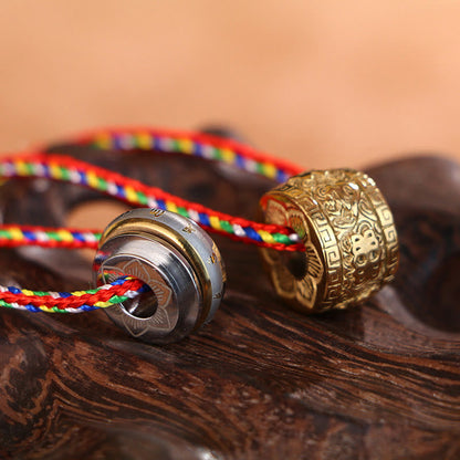 Buddha Stones Om Mani Padme Hum Titanium Steel Protection Rotatable Necklace Pendant