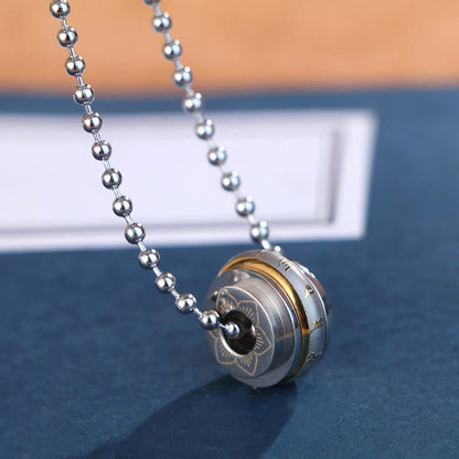 FREE Today: Creativity and Purity Om Mani Padme Hum Titanium Steel Rotatable Necklace Pendant