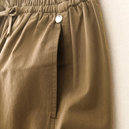 Buddha Stones Plain 7-8 Length Women's Harem Cotton Pants With Pockets