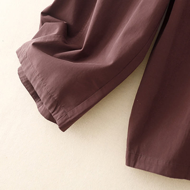 Buddha Stones Plain 7-8 Length Women's Harem Cotton Pants With Pockets