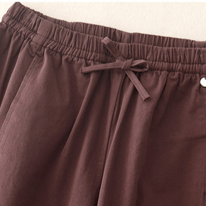 Buddha Stones Plain 7-8 Length Women's Harem Cotton Pants With Pockets