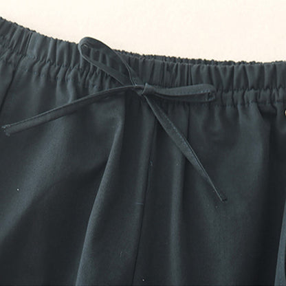 Buddha Stones Plain 7-8 Length Women's Harem Cotton Pants With Pockets