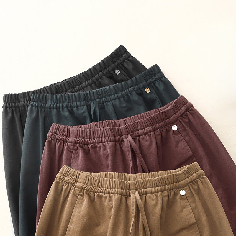 Buddha Stones Plain 7-8 Length Women's Harem Cotton Pants With Pockets