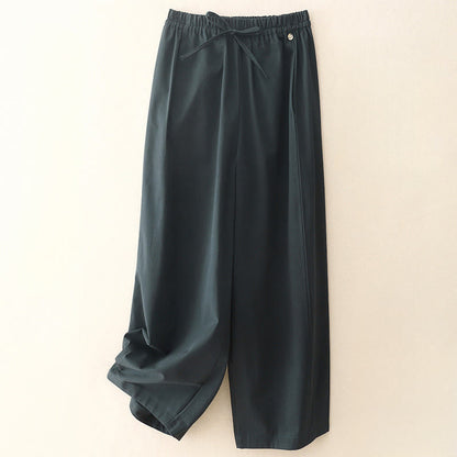 Buddha Stones Plain 7-8 Length Women's Harem Cotton Pants With Pockets