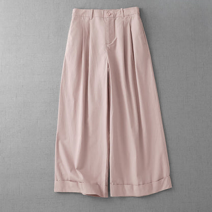 Buddha Stones Casual Plain Polyester Women's 7-8 Length Wide Leg Pants With Pockets