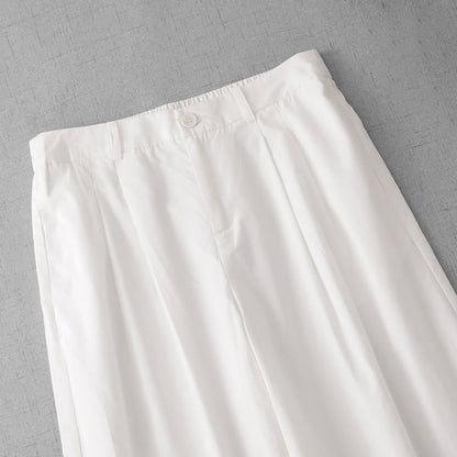Buddha Stones Casual Plain Polyester Women's 7-8 Length Wide Leg Pants With Pockets