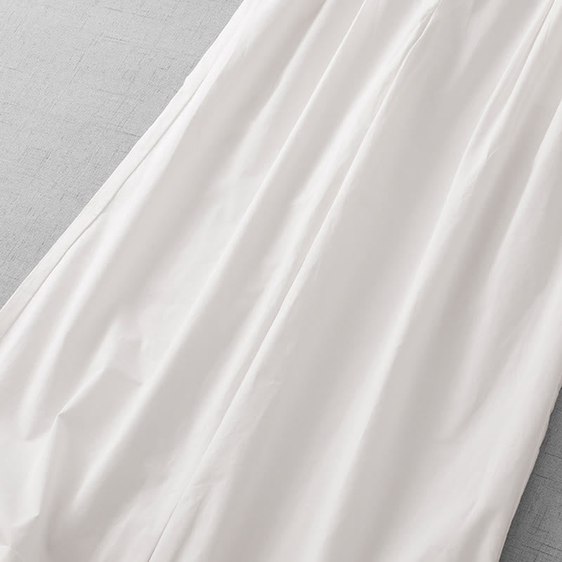 Buddha Stones Casual Plain Polyester Women's 7-8 Length Wide Leg Pants With Pockets