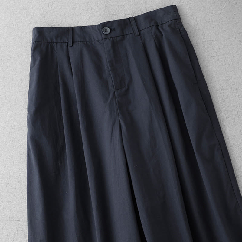 Buddha Stones Casual Plain Polyester Women's 7-8 Length Wide Leg Pants With Pockets