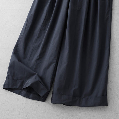Buddha Stones Casual Plain Polyester Women's 7-8 Length Wide Leg Pants With Pockets