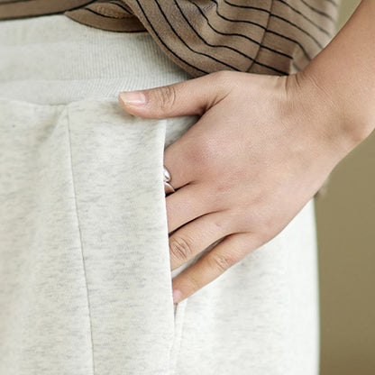 Buddha Stones Casual Plain Cotton Women's Wide Leg Pants With Pockets