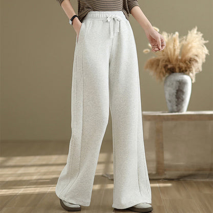 Buddha Stones Casual Plain Cotton Women's Wide Leg Pants With Pockets
