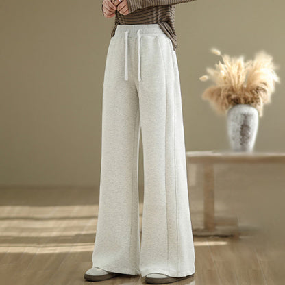 Buddha Stones Casual Plain Cotton Women's Wide Leg Pants With Pockets