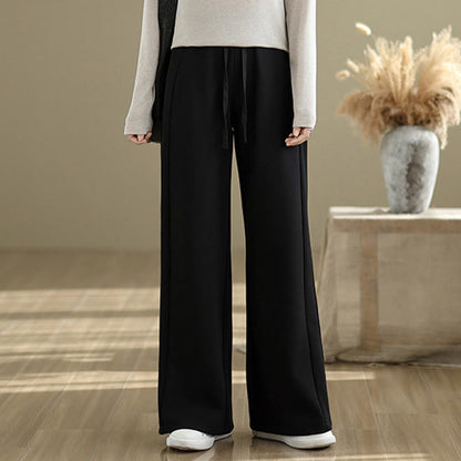 Buddha Stones Casual Plain Cotton Women's Wide Leg Pants With Pockets