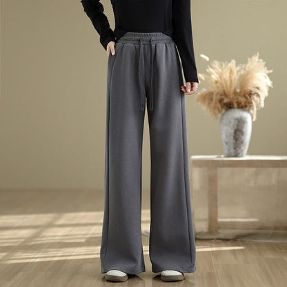 Buddha Stones Casual Plain Cotton Women's Wide Leg Pants With Pockets