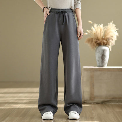 Buddha Stones Casual Rope Women's Cotton Straight-leg Pants With Pockets