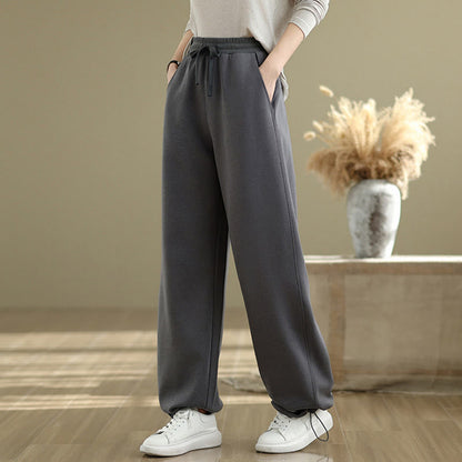 Buddha Stones Casual Rope Women's Cotton Straight-leg Pants With Pockets