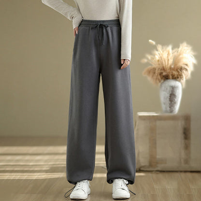 Buddha Stones Casual Rope Women's Cotton Straight-leg Pants With Pockets