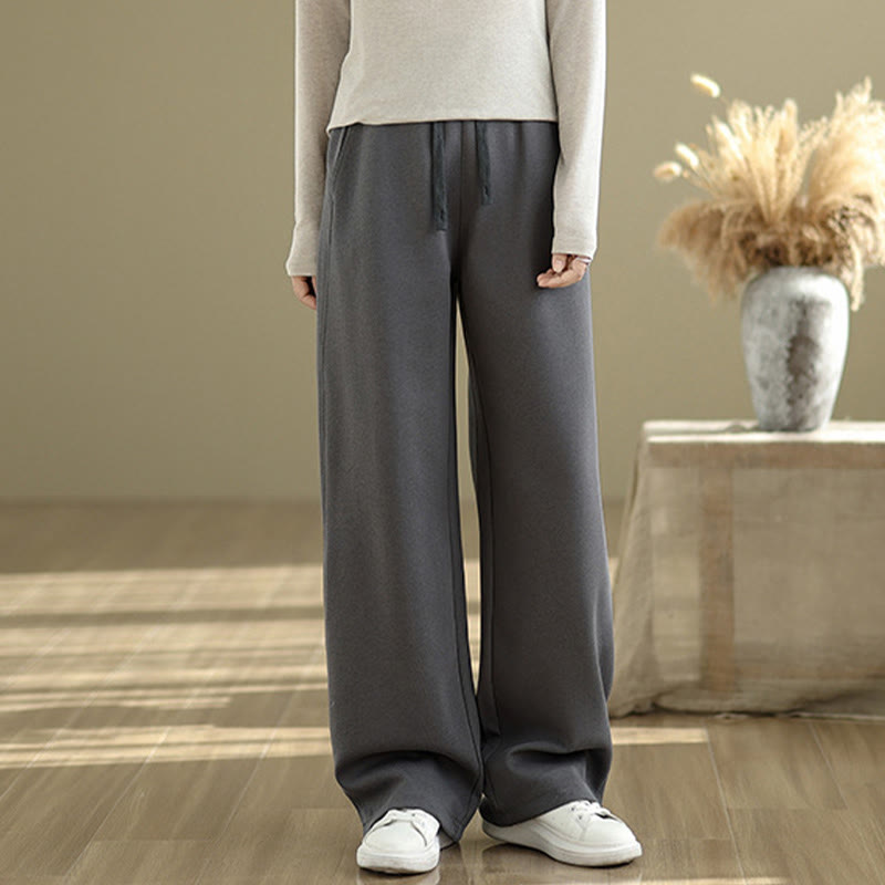 Buddha Stones Casual Rope Women's Cotton Straight-leg Pants With Pockets