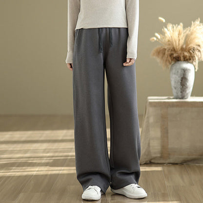 Buddha Stones Casual Rope Women's Cotton Straight-leg Pants With Pockets