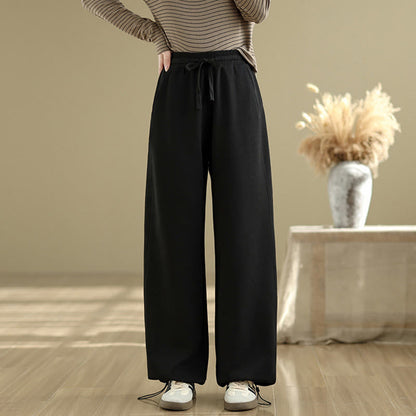 Buddha Stones Casual Rope Women's Cotton Straight-leg Pants With Pockets