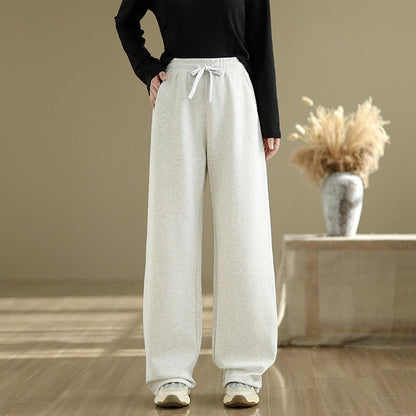 Buddha Stones Casual Rope Women's Cotton Straight-leg Pants With Pockets