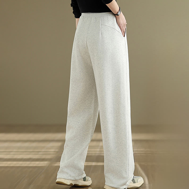 Buddha Stones Casual Rope Women's Cotton Straight-leg Pants With Pockets
