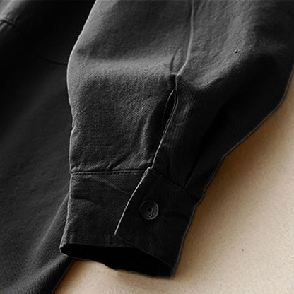 Buddha Stones Casual Women's Stand Collar Long Sleeve Design Plain Cotton Shirt