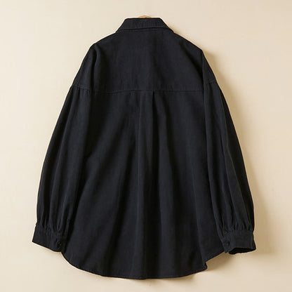 Buddha Stones Casual Buttons Design Women's Stand Collar Long Sleeve Cotton Shirt