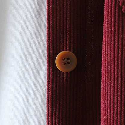 Buddha Stones Corduroy Women's Cotton Long Sleeve Jacket With Pockets