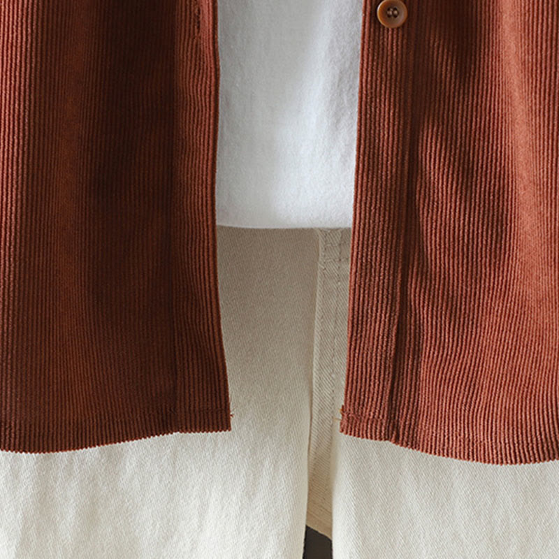 Buddha Stones Corduroy Women's Cotton Long Sleeve Jacket With Pockets