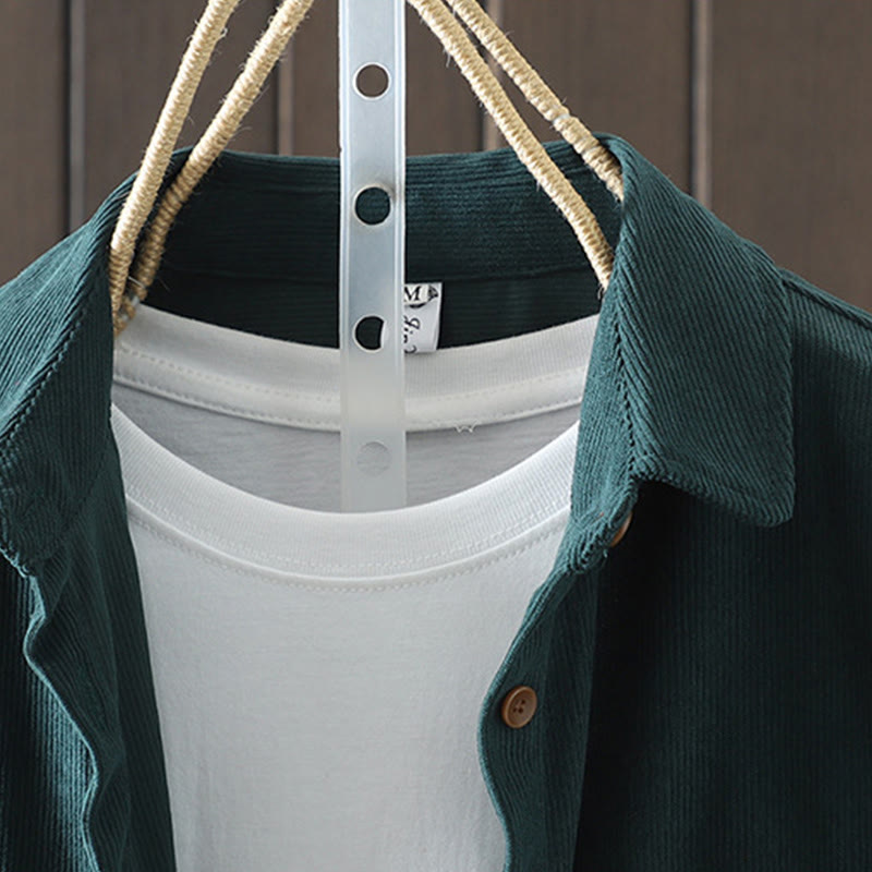Buddha Stones Corduroy Women's Cotton Long Sleeve Jacket With Pockets