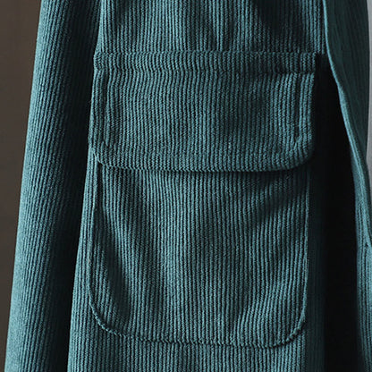 Buddha Stones Corduroy Women's Cotton Long Sleeve Jacket With Pockets