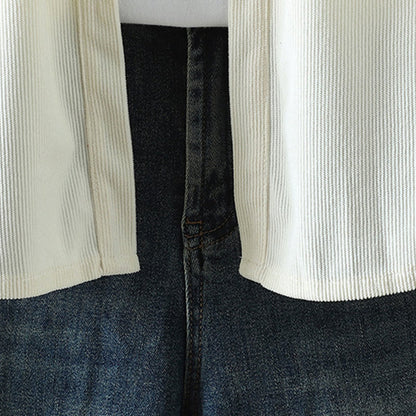 Buddha Stones Corduroy Women's Cotton Long Sleeve Jacket With Pockets