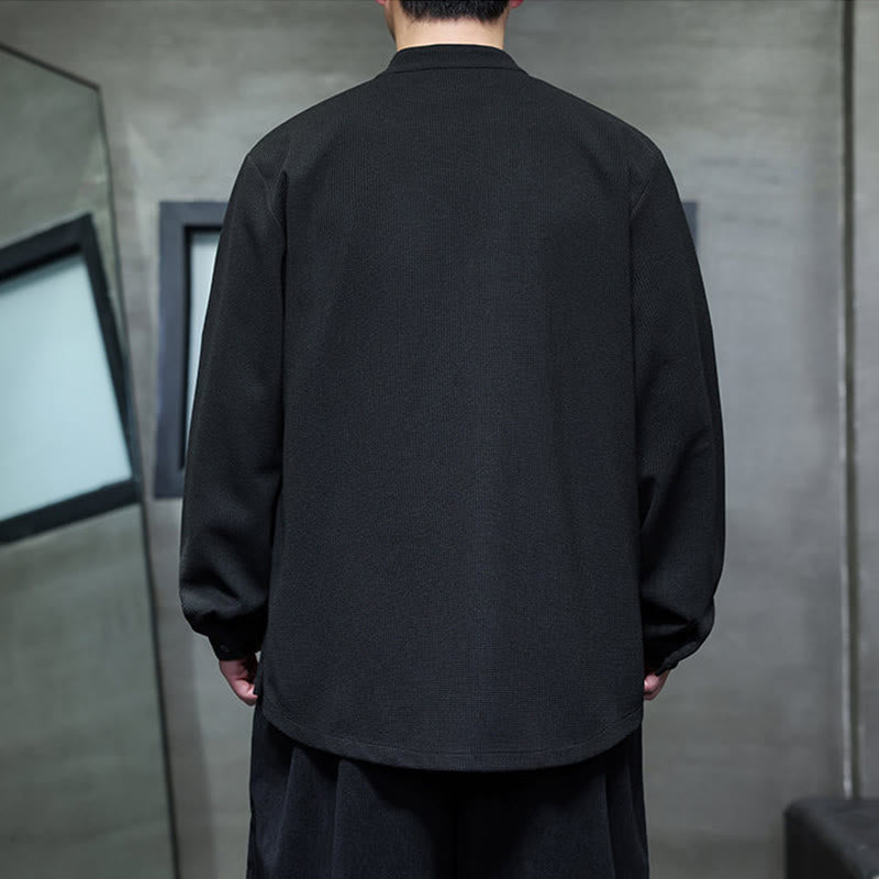 Buddha Stones Frog-Button Swallow Embroidery Stand Collar Long Sleeve Tang Suit Men's Shirt